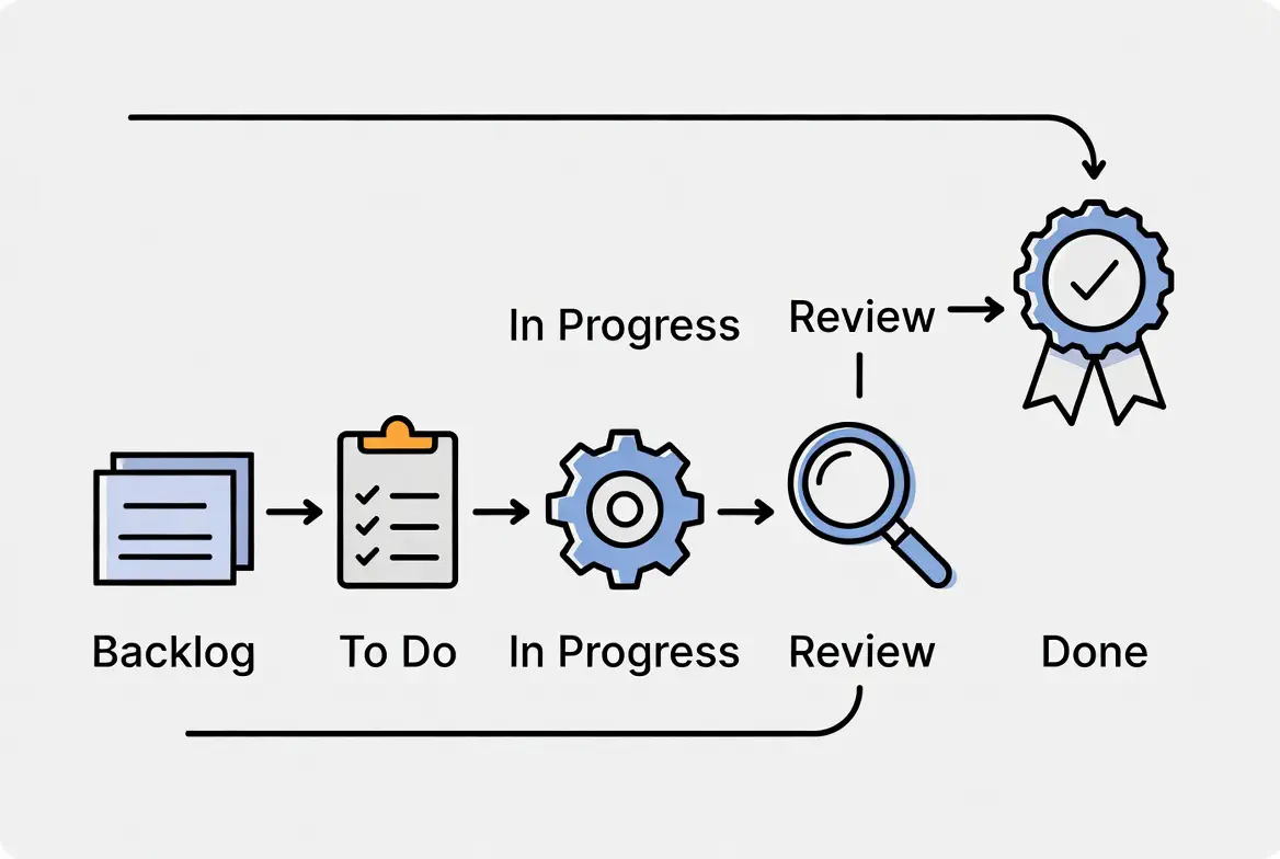 workflow from backlog to done in the Agile template