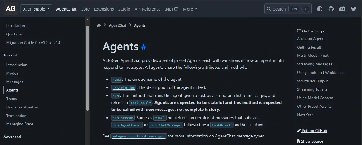 AutoGen agent configuration code with tool definitions
