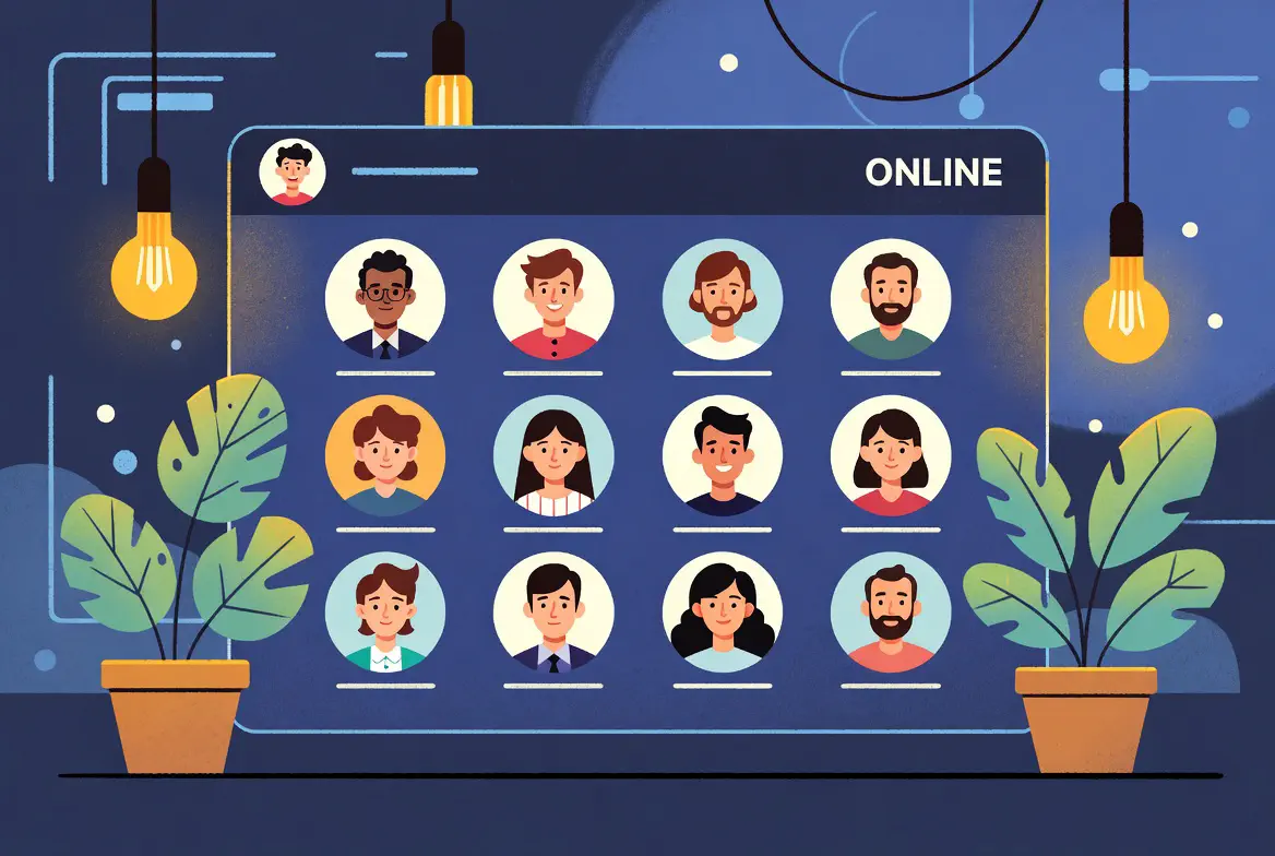 Cozy online community illustration
