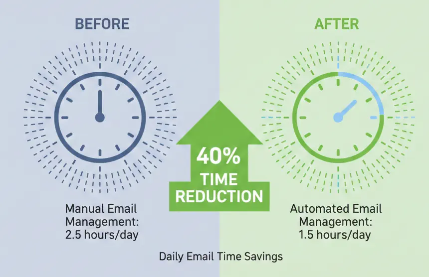 infographic of before & after email time savings