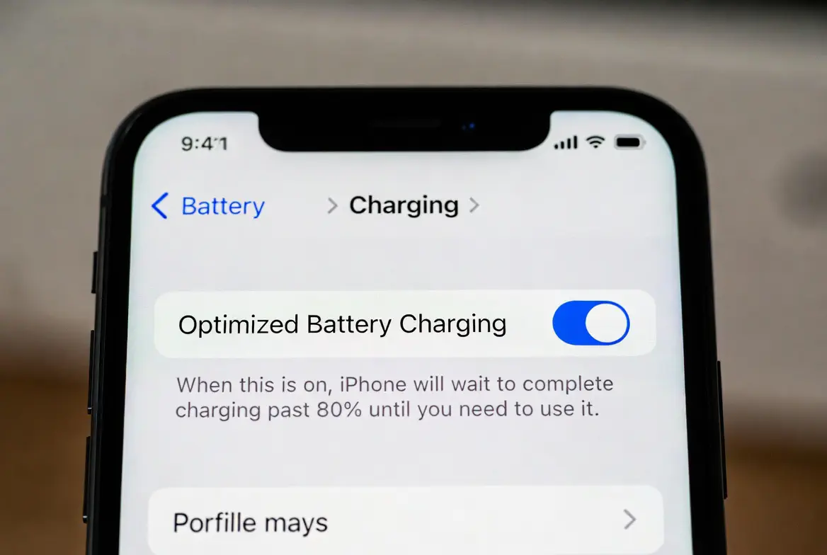 Charging menu with Optimized Battery Charging toggled off