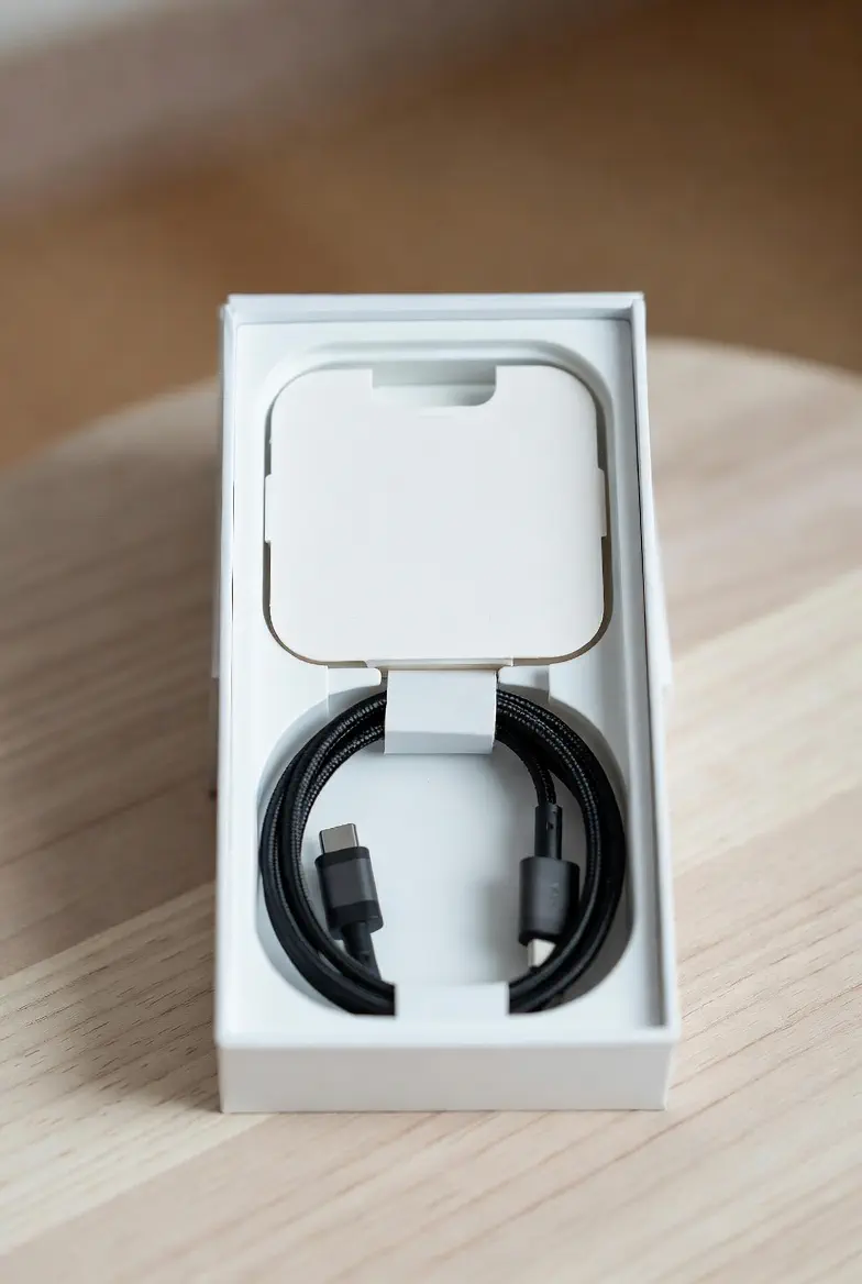 Empty smartphone box with cable only